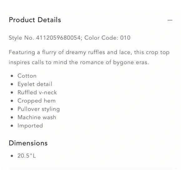 Anthropologie Porridge Jodi Ruffled Eyelet Top NWT Size XL - Picture 9 of 9